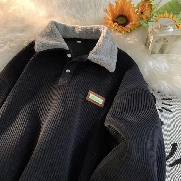 Thick Corduroy Lapel Sweatshirt Thick Corduroy Lapel Sweatshirt